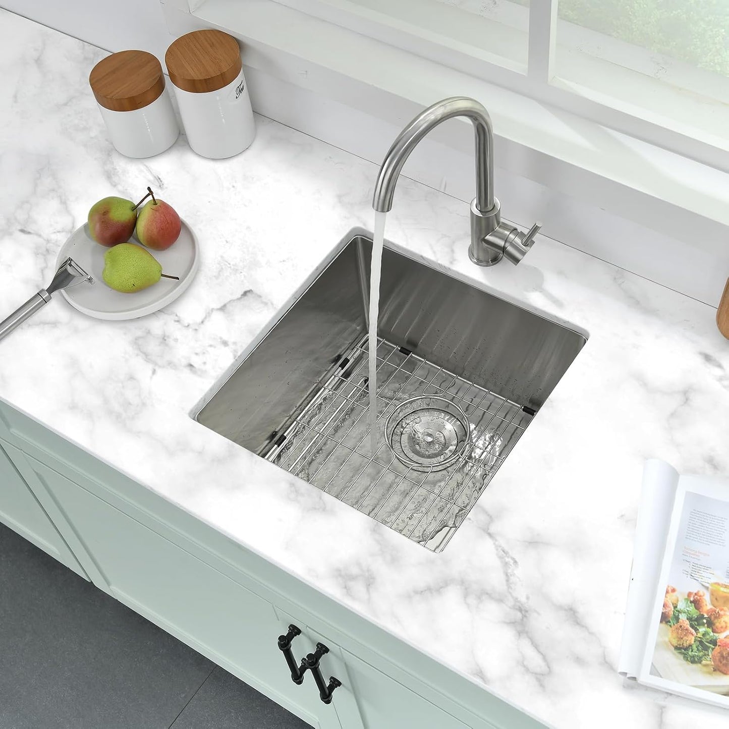 18 Inch Bar Undermount Kitchen Sink - PEPO 18"x18"x9" Undermount Stainless Steel Kitchen Sinks 16 Gauge Single Bowl with Bottom Grid & Drain