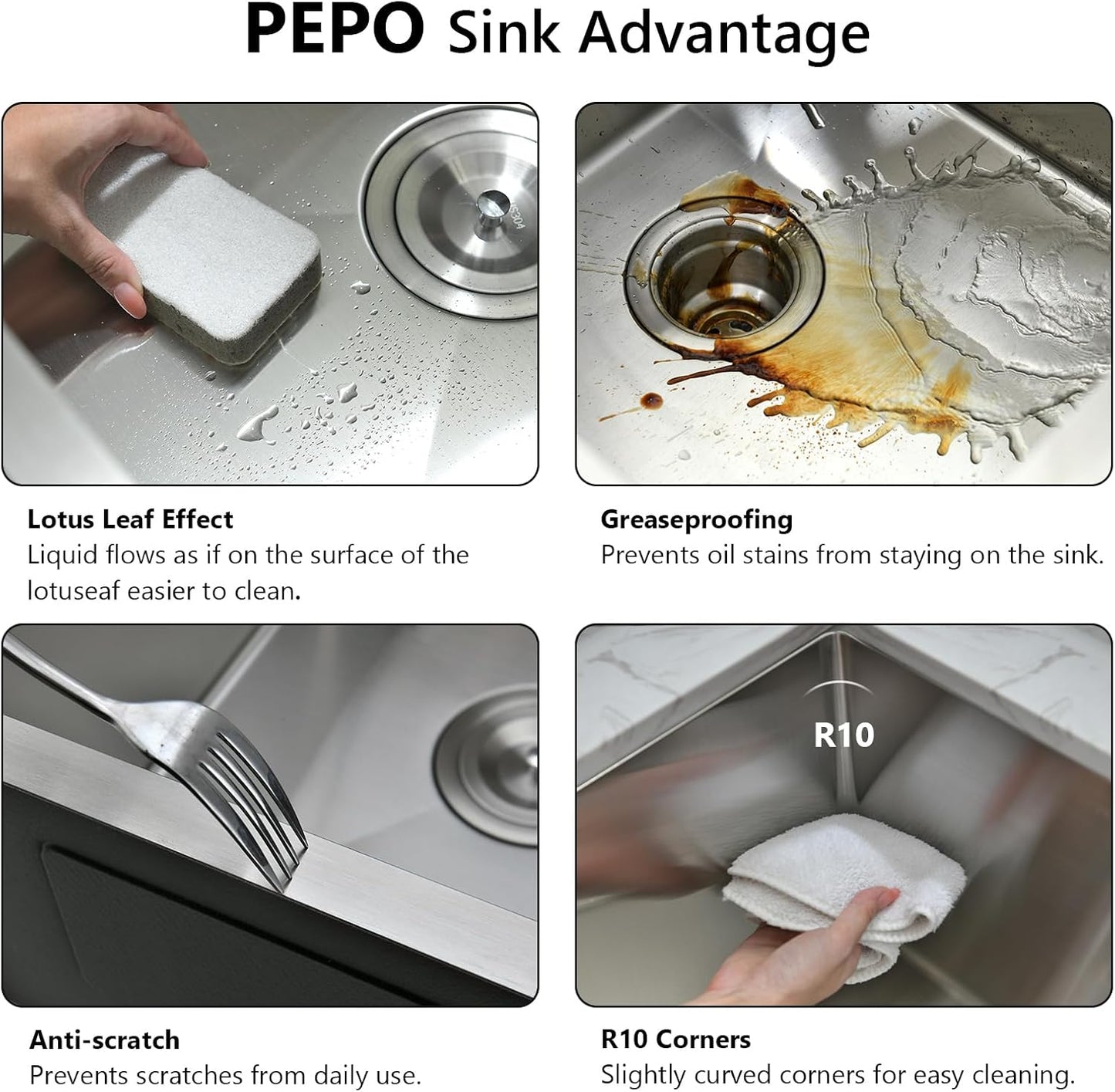 18 Inch Bar Undermount Kitchen Sink - PEPO 18"x18"x9" Undermount Stainless Steel Kitchen Sinks 16 Gauge Single Bowl with Bottom Grid & Drain