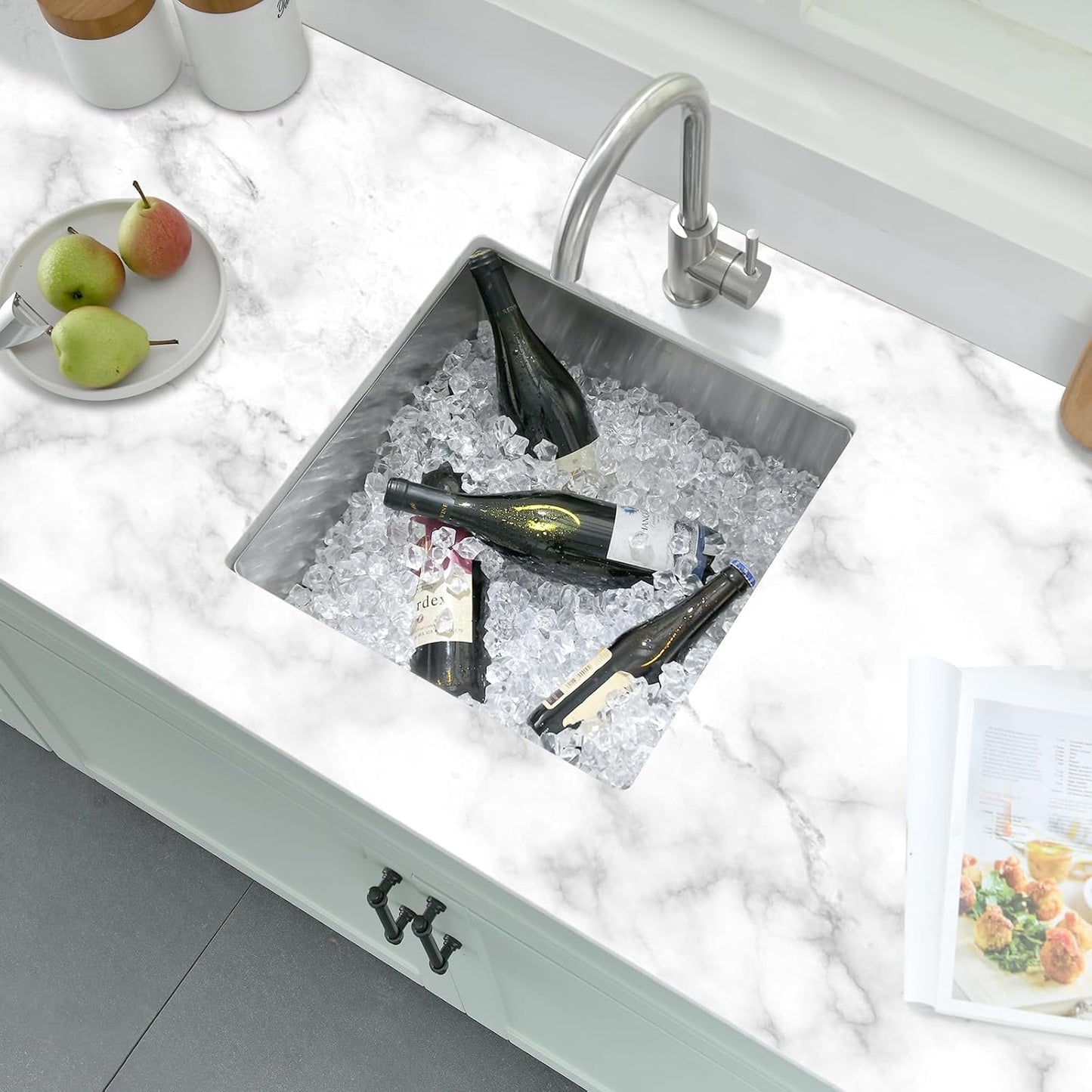 18 Inch Bar Undermount Kitchen Sink - PEPO 18"x18"x9" Undermount Stainless Steel Kitchen Sinks 16 Gauge Single Bowl with Bottom Grid & Drain
