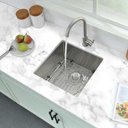 18 Inch Bar Undermount Kitchen Sink - PEPO 18"x18"x9" Undermount Stainless Steel Kitchen Sinks 16 Gauge Single Bowl with Bottom Grid & Drain